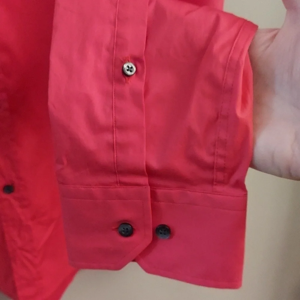 HUGO by Hugo Boss Slim Line Button Down Long Sleeve Coral Dress Shirt - Picture 6 of 12